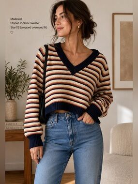 Madewell Arden V-Neck Crop Sweater